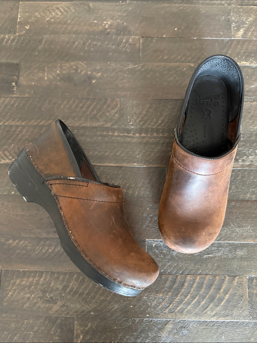 Dansko Professional Antique Brown Oiled Leather Clogs 41